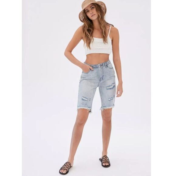 Nwt Urban Outfitters x One Teaspoon Salty Dog Cut Off Trucker Shorts $112 Sz 26 - Picture 2 of 5